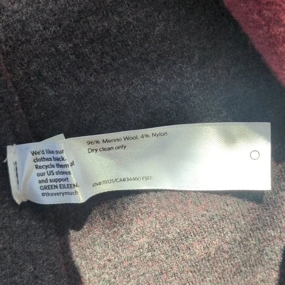 Eileen Fisher Burgundy/Gray Long Wool Moto Sweater Cardigan Jacket - Picture 7 of 7